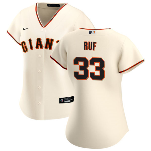 Womens San Francisco Giants #33 Darin Ruf Nike Cream Home CoolBase Jersey