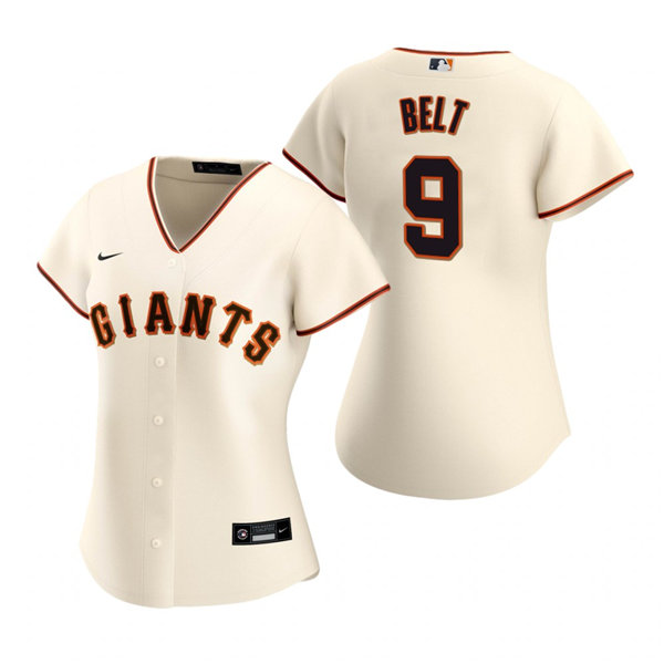 Womens San Francisco Giants #9 Brandon Belt Nike Cream Home Jersey