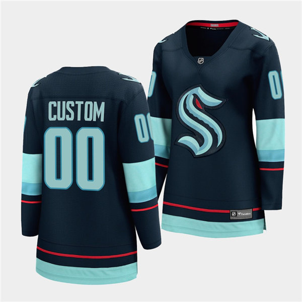 Womens Seattle Kraken Custom adidas Home Navy Jersey Stitched