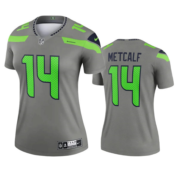 Womens Seattle Seahawks #14 DK Metcalf Nike Grey Inverted Legend Jersey
