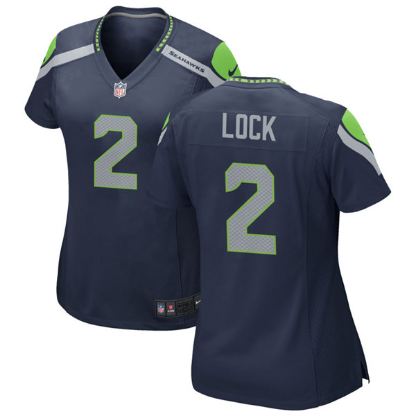 Womens Seattle Seahawks #2 Drew Lock Nike Navy Team Color Limited Jersey
