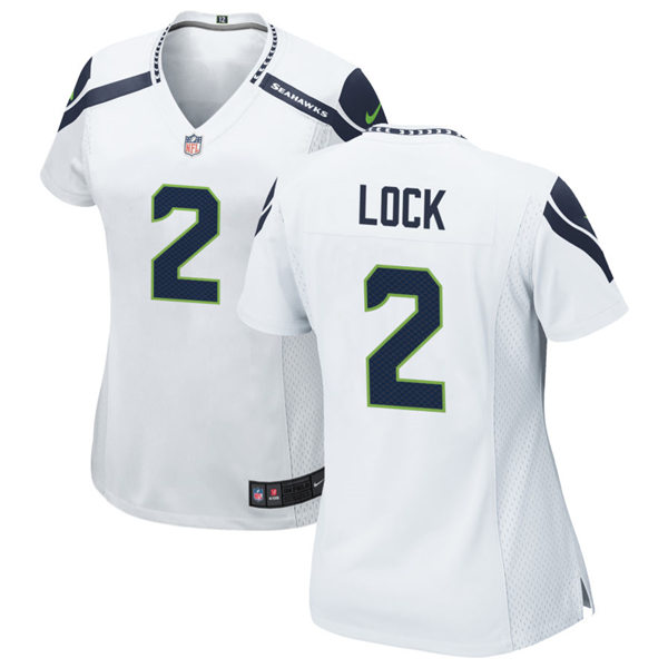 Womens Seattle Seahawks #2 Drew Lock Nike White Vapor Limited Jersey