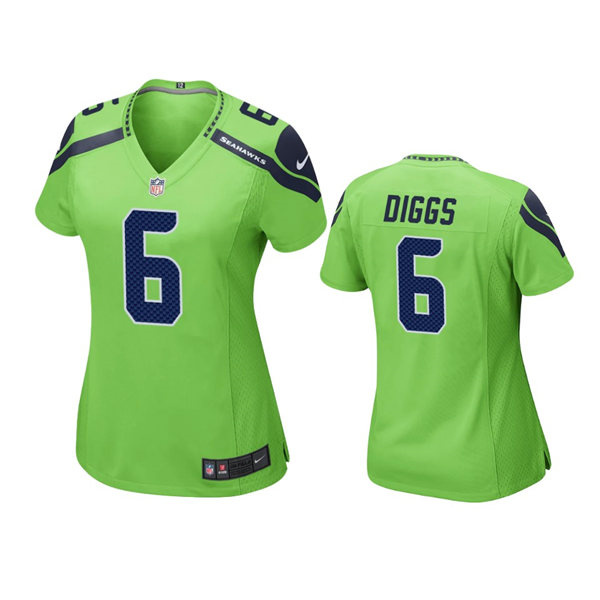 Womens Seattle Seahawks #6 Quandre Diggs Nike Neon Green Color Rush Limited Jersey