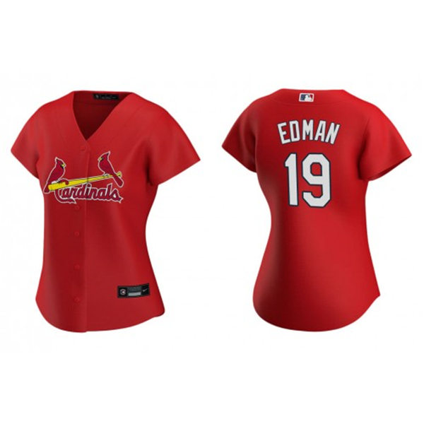 Womens St. Louis Cardinals #19 Tommy Edman Nike Red Alternate Cool Base Jersey