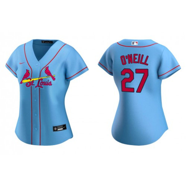 Womens St. Louis Cardinals #27 Tyler O'Neill Nike Light Blue Alternate Cool Base Jersey