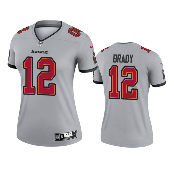 Womens Tampa Bay Buccaneers #12 Tom Brady Nike Gray Inverted Legend Jersey