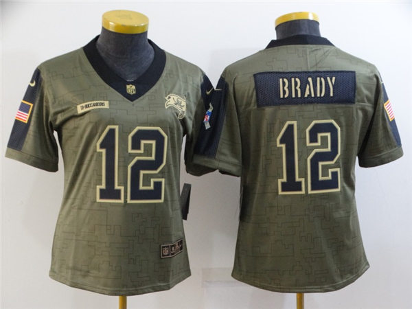 Womens Tampa Bay Buccaneers #12 Tom Brady Nike Olive 2021 Salute To Service Limited Jersey