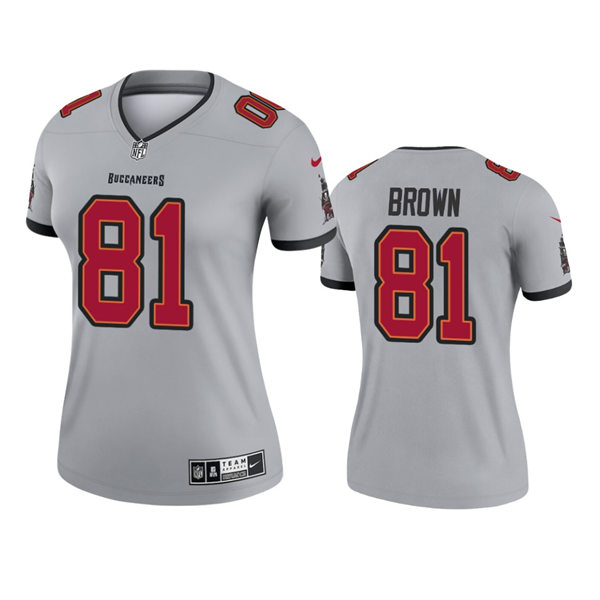 Womens Tampa Bay Buccaneers #81 Antonio Brown Nike Gray Inverted Legend Jersey