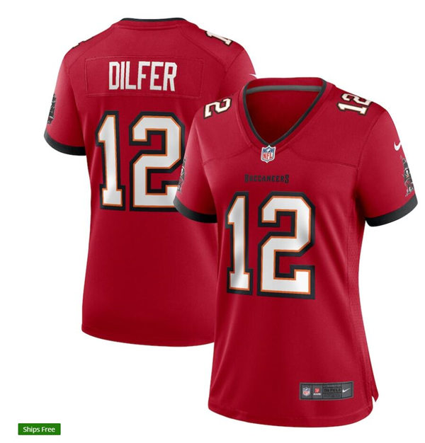 Womens Tampa Bay Buccaneers Retired Player #12 Trent Dilfer Nike Home Red Limited Jersey