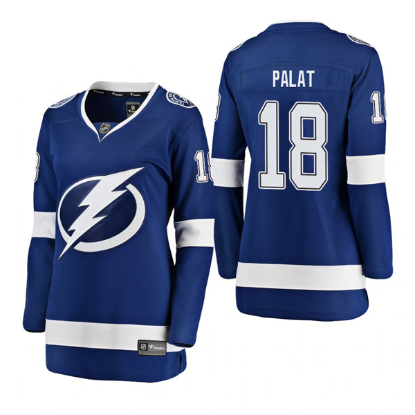 Womens Tampa Bay Lightning #18 Ondrej Palat Adidas Home Blue Player Jersey Stitched