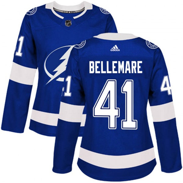 Womens Tampa Bay Lightning #41 Pierre-Edouard Bellemare Adidas Home Blue Stitched Player Jersey Stitched