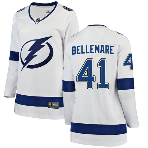 Womens Tampa Bay Lightning #41 Pierre-Edouard Bellemare Adidas White Away Stitched Player Jersey Stitched