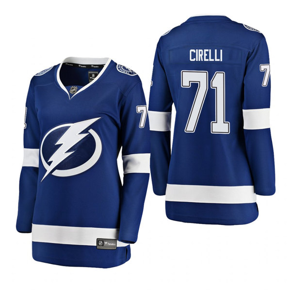 Womens Tampa Bay Lightning #71 Anthony Cirelli Adidas Home Blue Player Jersey Stitched