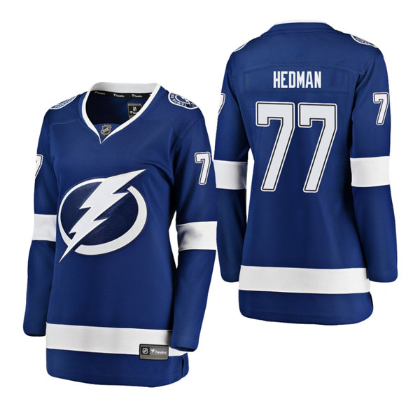 Womens Tampa Bay Lightning #77 Victor Hedman Adidas Home Blue Player Jersey Stitched