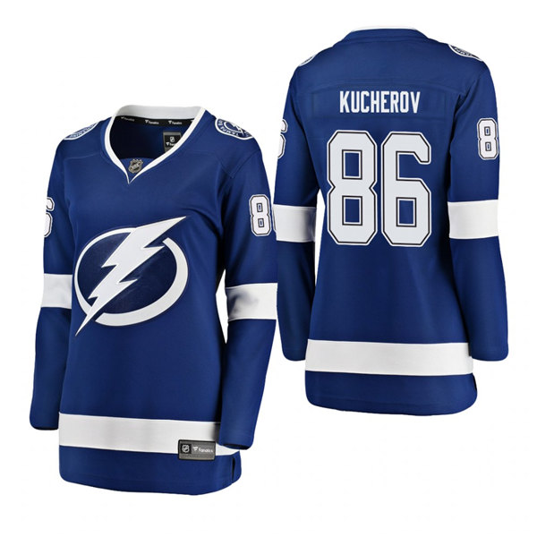 Womens Tampa Bay Lightning #86 Nikita Kucherov Adidas Home Blue Stitched Player Jersey Stitched