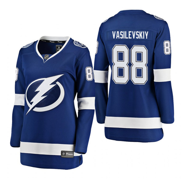 Womens Tampa Bay Lightning #88 Andrei Vasilevskiy #Adidas Home Blue Stitched Player Jersey Stitched