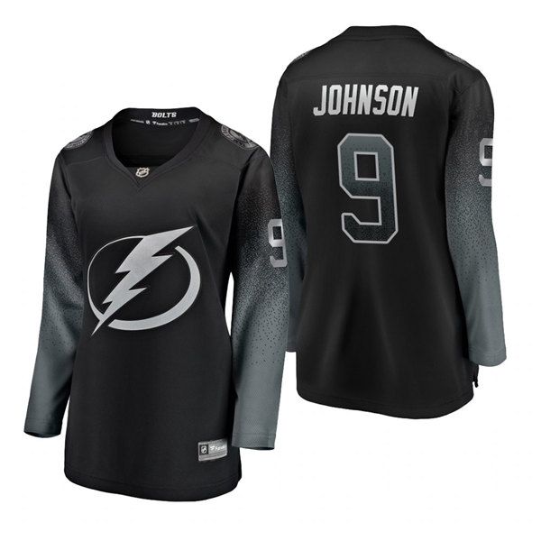 Womens Tampa Bay Lightning #9 Tyler Johnson Adidas Black Alternate Jersey Stitched