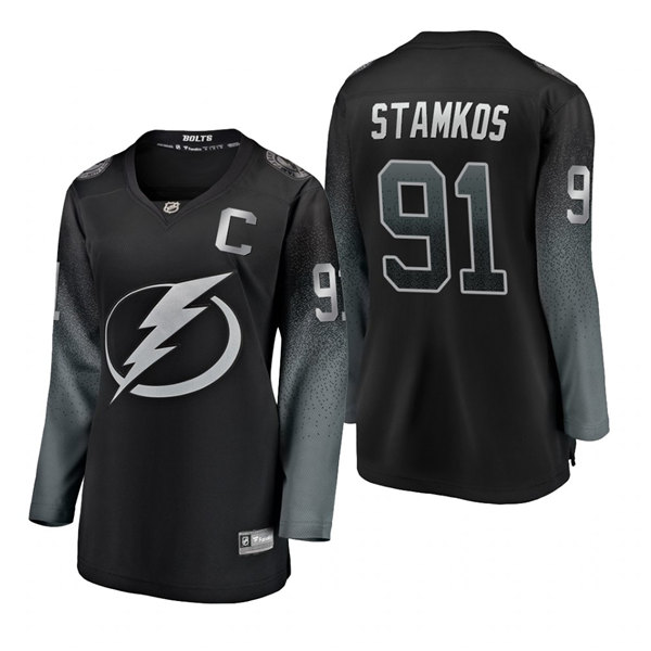 Womens Tampa Bay Lightning #91 Steven Stamkos Adidas Black Alternate Jersey Stitched