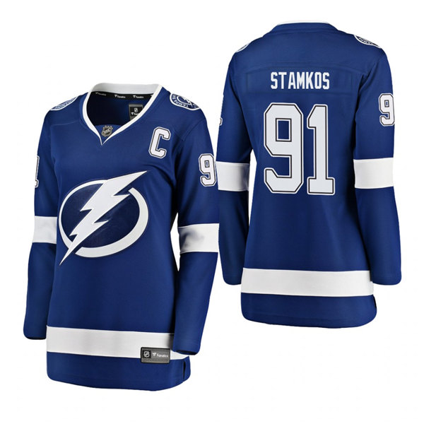 Womens Tampa Bay Lightning #91 Steven Stamkos Adidas Home Blue Player Jersey Stitched