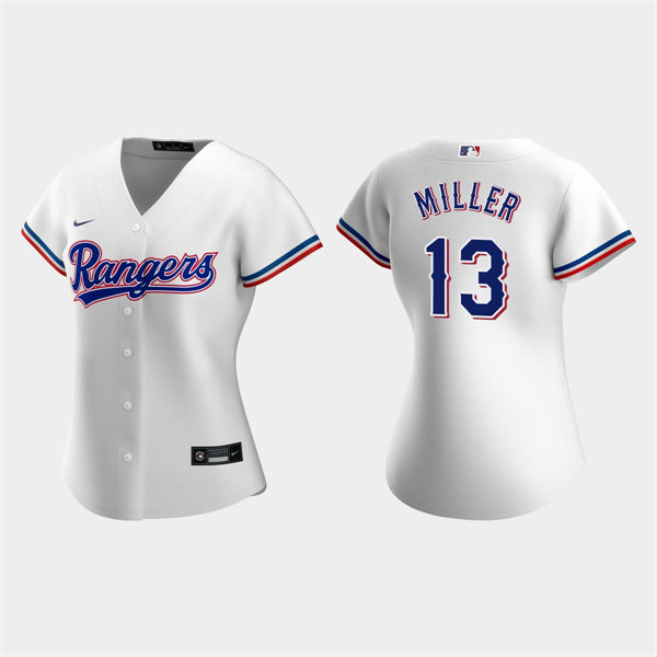 Womens Texas Rangers #13 Brad Miller Nike White Home Player Jersey