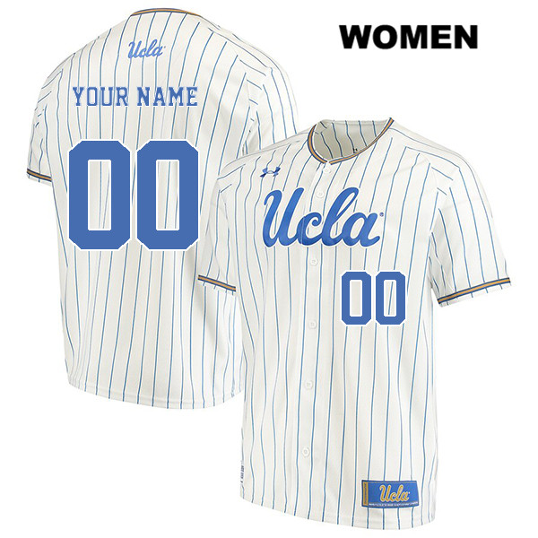 Womens UCLA Bruins Custom White Pinstripe Under Armour College Baseball Jersey