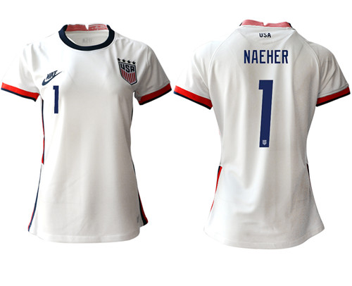 Womens USA #1 Naeher Home Jersey