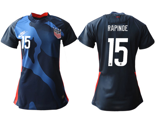 Womens USA #15 Rapinoe Away Jersey