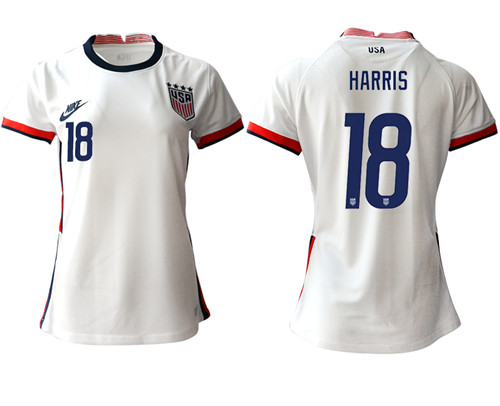 Womens USA #18 Harris Home Jersey