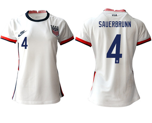 Womens USA #4 Saurbrunn Home Jersey