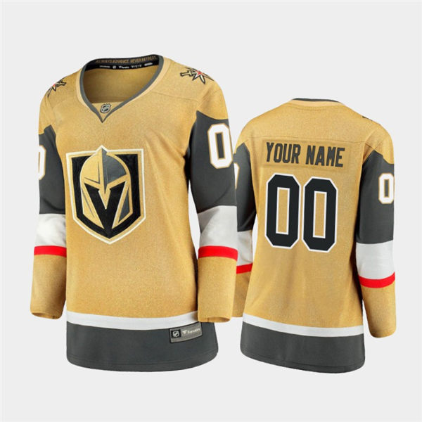 Womens Vegas Golden Knights Custom Stitched Adidas Gold Alternate Jersey Stitched