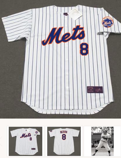 YOGI BERRA New York Mets 1965 Home Majestic Baseball Throwback Jersey