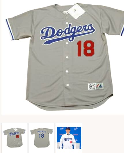 YOSHINOBU YAMAMOTO Los Angeles Dodgers 1980's Away Majestic Baseball Jersey