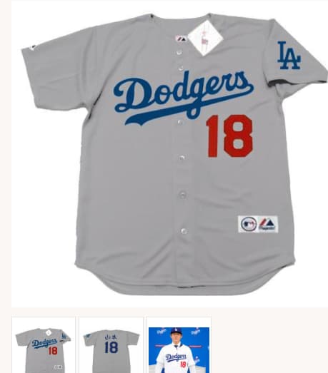 YOSHINOBU YAMAMOTO Los Angeles Dodgers Away Majestic Japanese Baseball Jersey