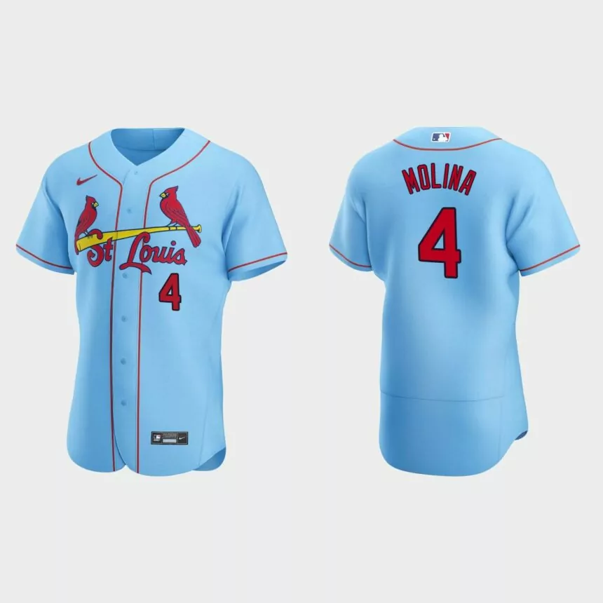Yadier Molina #4 St. Louis Cardinals Light Blue Authentic 2020 Alternate Jersey