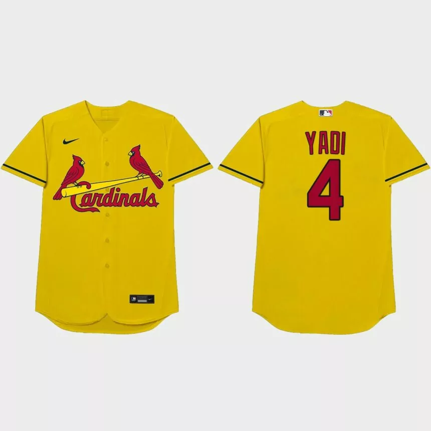 Yadier Molina Nickname Cardinals 2021 Players’ Weekend Yadi Jersey – Gold