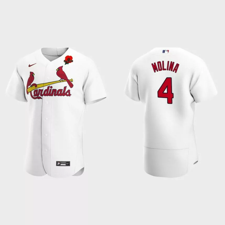 Yadier Molina St. Louis Cardinals 2022 Memorial Day Poppy Patch Authentic Jersey – White