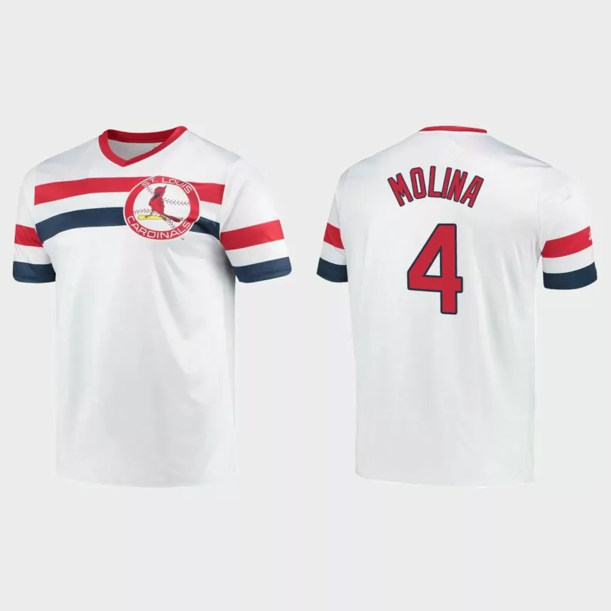 Yadier Molina St. Louis Cardinals Cooperstown Collection V-Neck Jersey – White