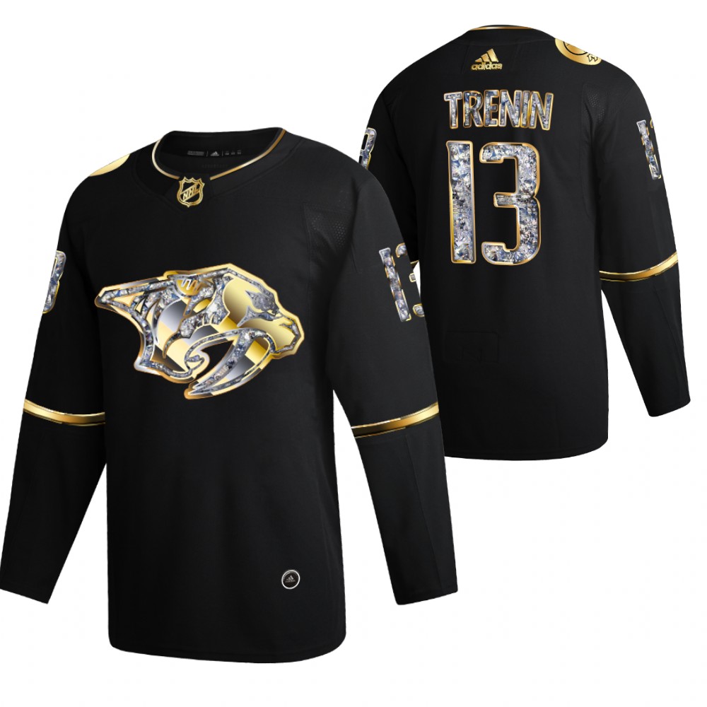 Yakov Trenin Predators #13 Black Diamond Edition 2022 Stanley Cup Playoffs Jersey