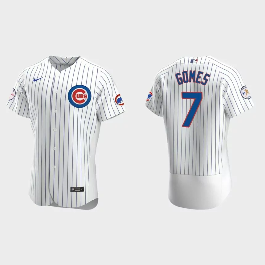 Yan Gomes Chicago Cubs Fergie Jenkins Logo Authentic Jersey – White