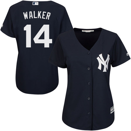 Yankees #14 Neil Walker Navy Blue Alternate Women's Stitched MLB Jersey