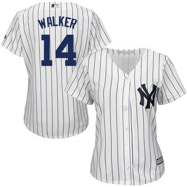 Yankees #14 Neil Walker White Strip Home Women's Stitched Baseball Jersey