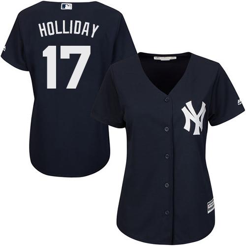 Yankees #17 Matt Holliday Navy Blue Alternate Women's Stitched MLB Jersey