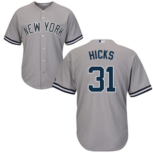 Yankees #31 Aaron Hicks Grey Cool Base Stitched Youth MLB Jersey