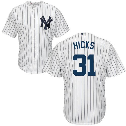 Yankees #31 Aaron Hicks White Cool Base Stitched Youth MLB Jersey
