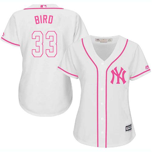 Yankees #33 Greg Bird White Pink Fashion Women's Stitched MLB Jersey