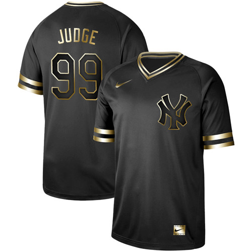 Yankees 99 Aaron Judge Black Gold Nike Cooperstown Collection Legend V Neck Jersey