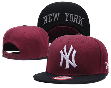 Yankees Team Logo Wine Adjustable Hat GS