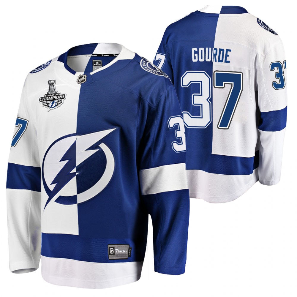 Yanni Gourde Lightning 2020 Stanley Cup Champions Black Split Special Edition Jersey