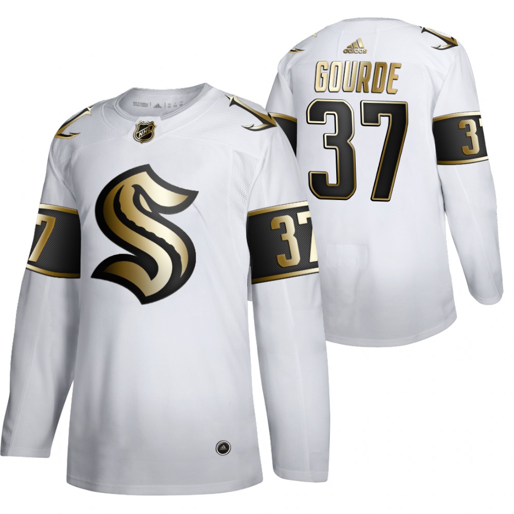 Yanni Gourde Seattle Kraken White Golden Edition Jersey 2021 Expansion Draft