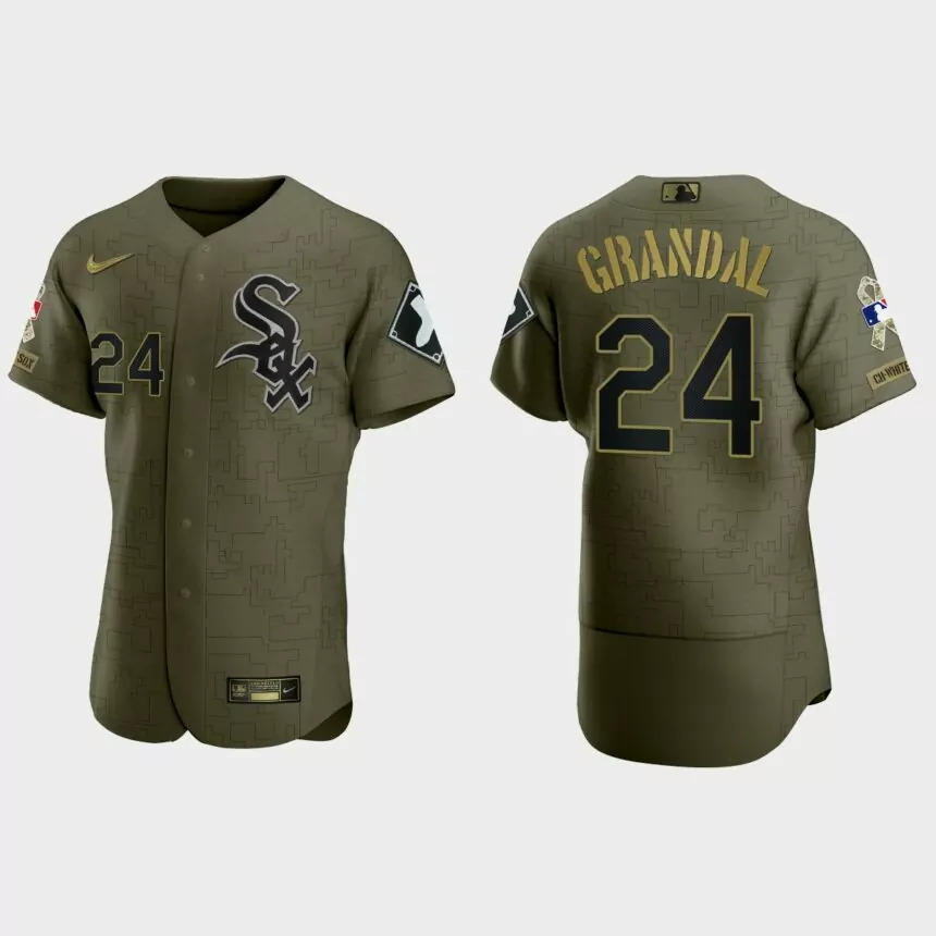 Yasmani Grandal Chicago White Sox 2021 Salute to Service Digital Camo Jersey – Green